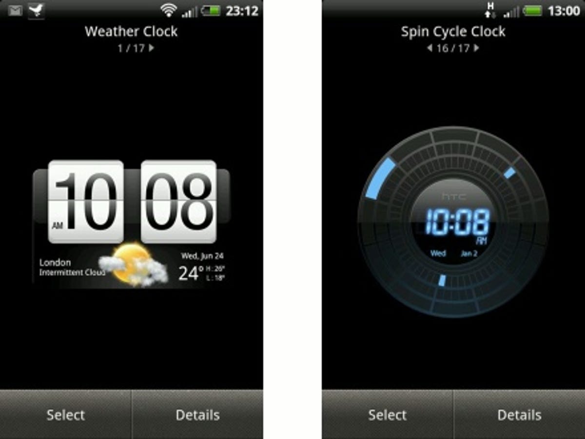 HTC Rhyme clocks