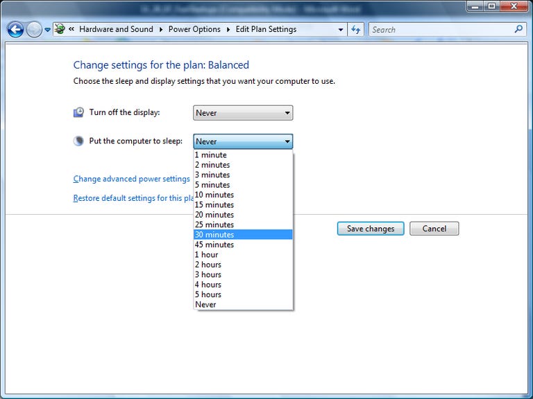 Windows Vista's sleep setting in Power Options