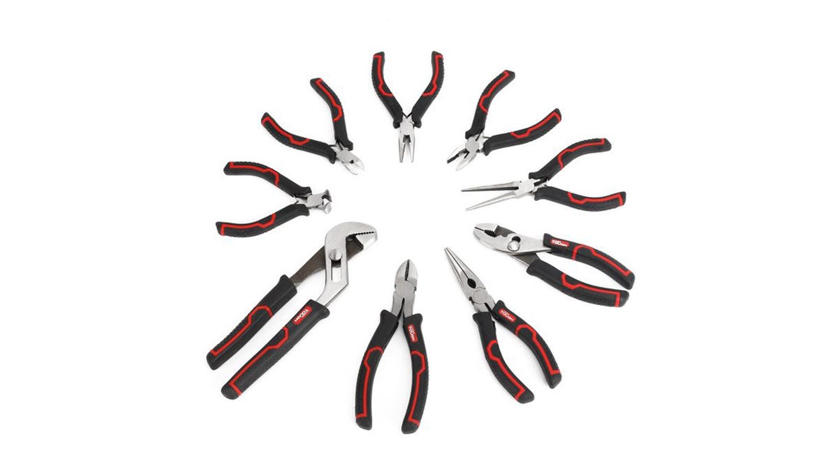 The Hyper Tough 9-piece set with ergonomic grips are arranged in a circle against a white background.