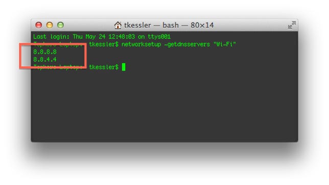 OS X DNS server lookup with the Terminal