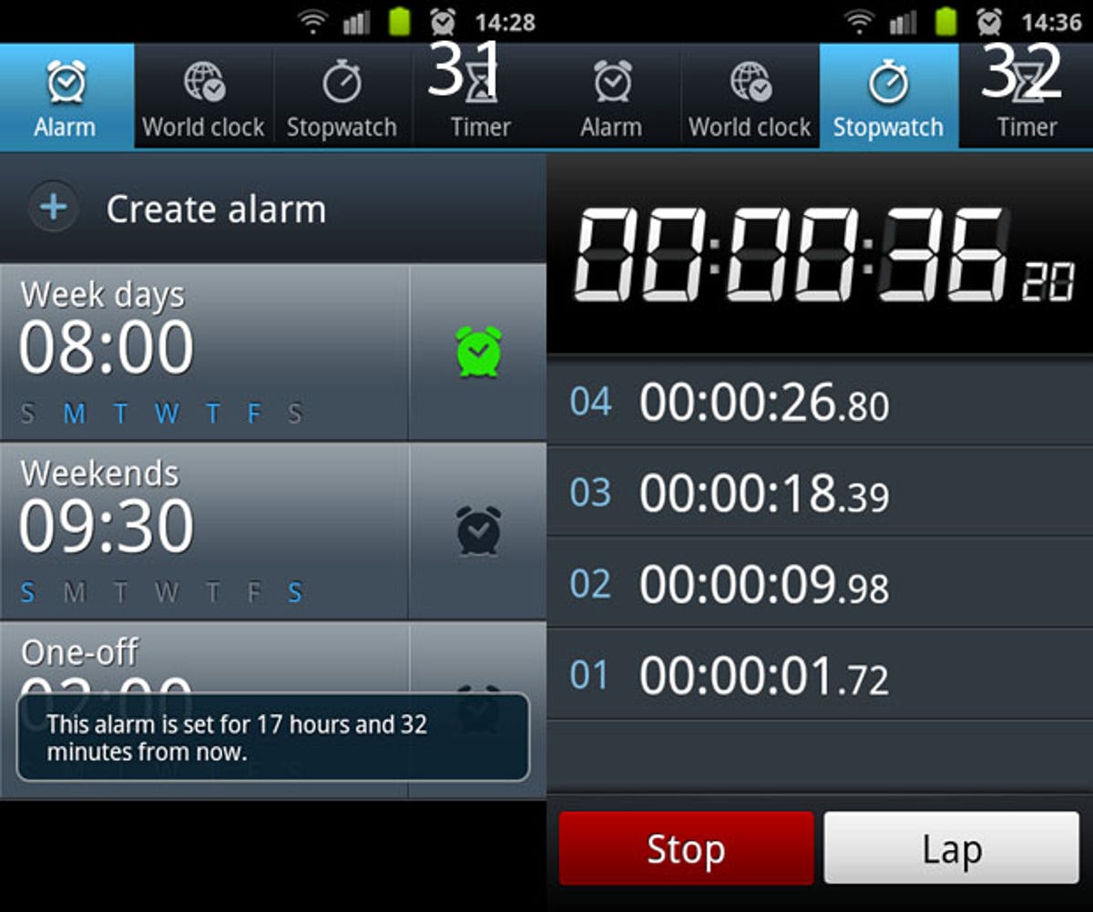 Android alarm clock, Stopwatch