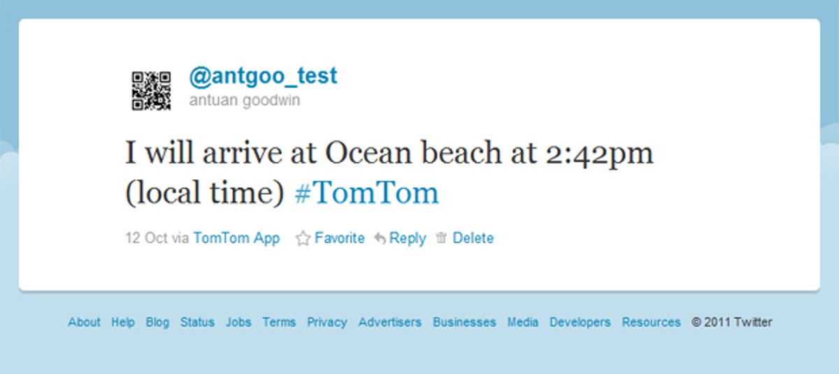 TomTom 1535M example tweet