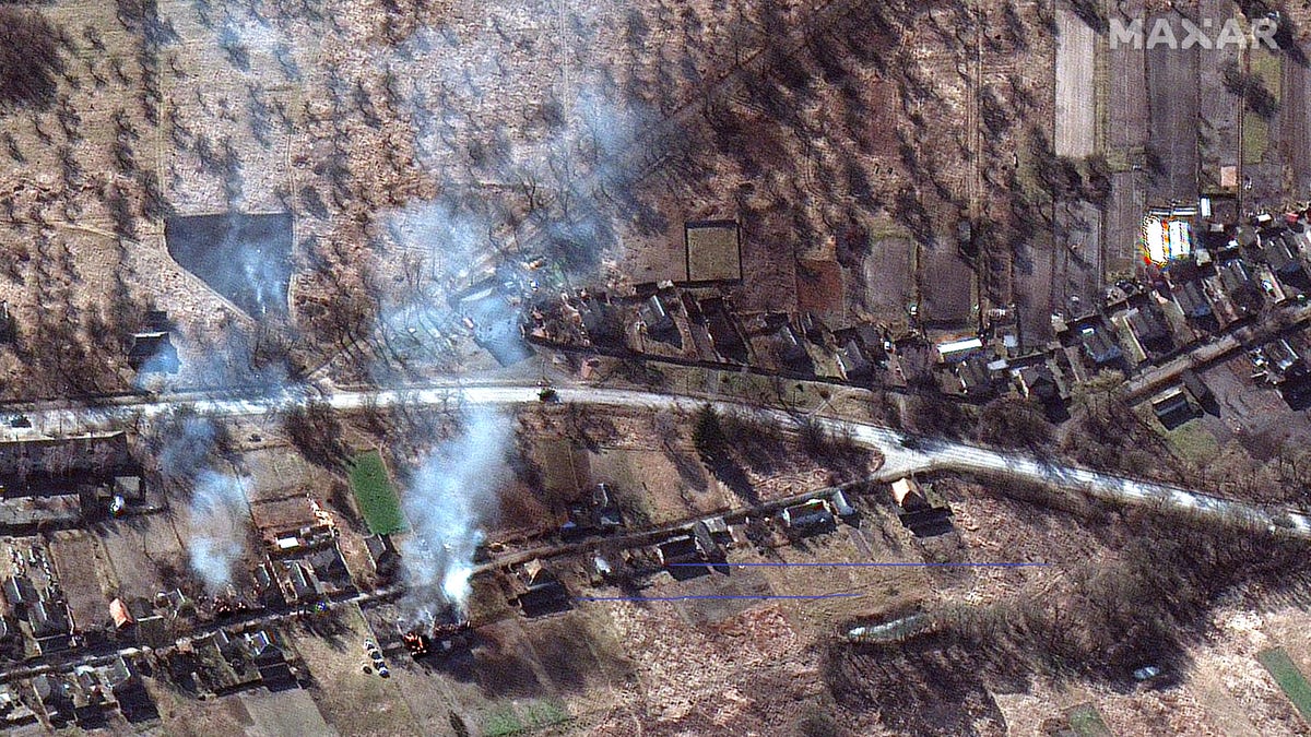 Satellite image showing a Russian convoy in Ukraine