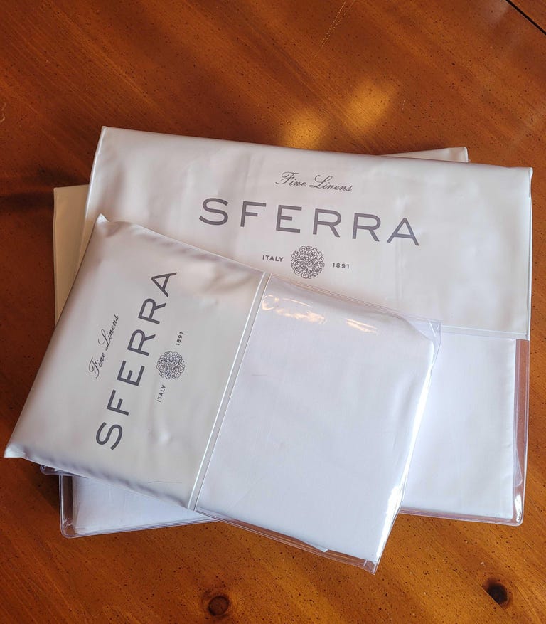 Packaging of Sferra sheets.