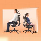 Man and woman sat back to back on Flexispot chairs