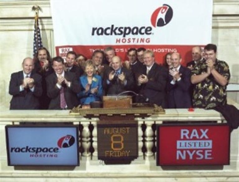 Rackspace Hostings rings the NYSE opening bell to celebrate its IPO.