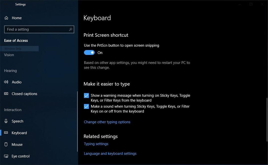 Windows Print Screen Shortcuts Settings Options