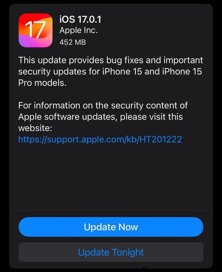 iOS 17.0.1 release notes