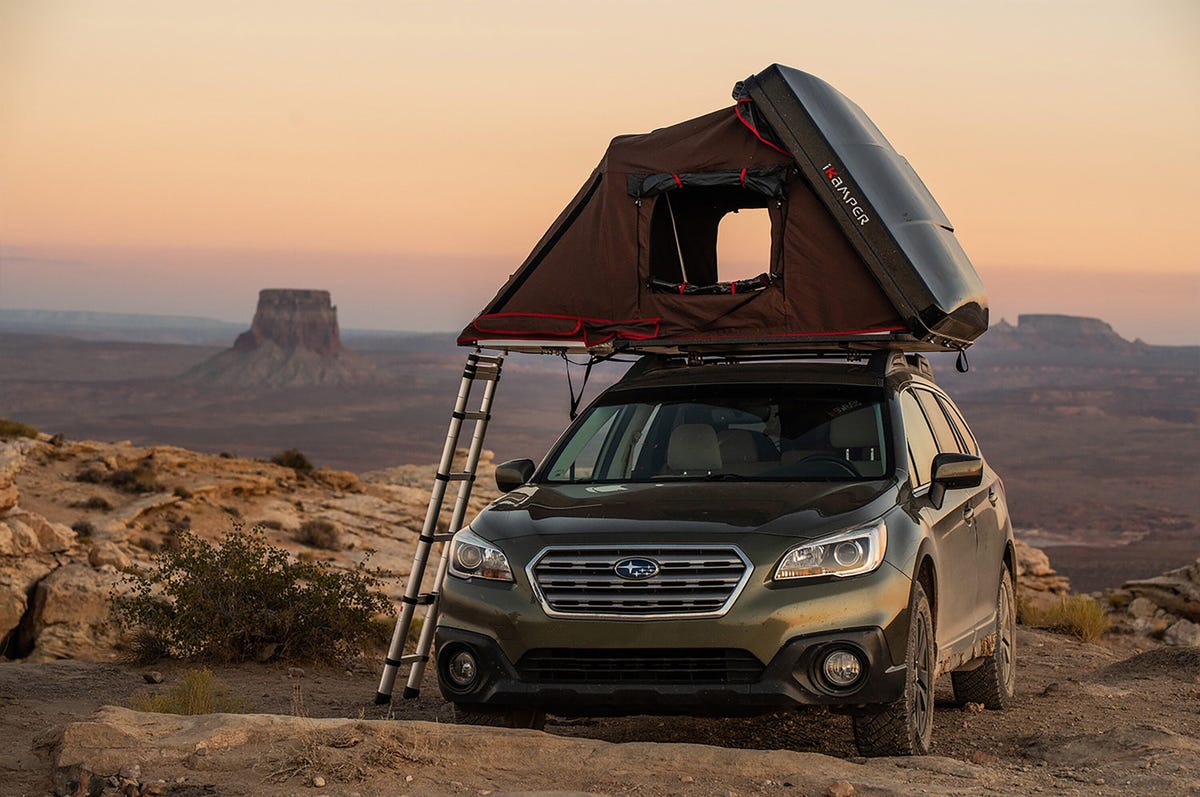 iKamper Skycamp Mini Tent installed on a Subaru Outback SUV