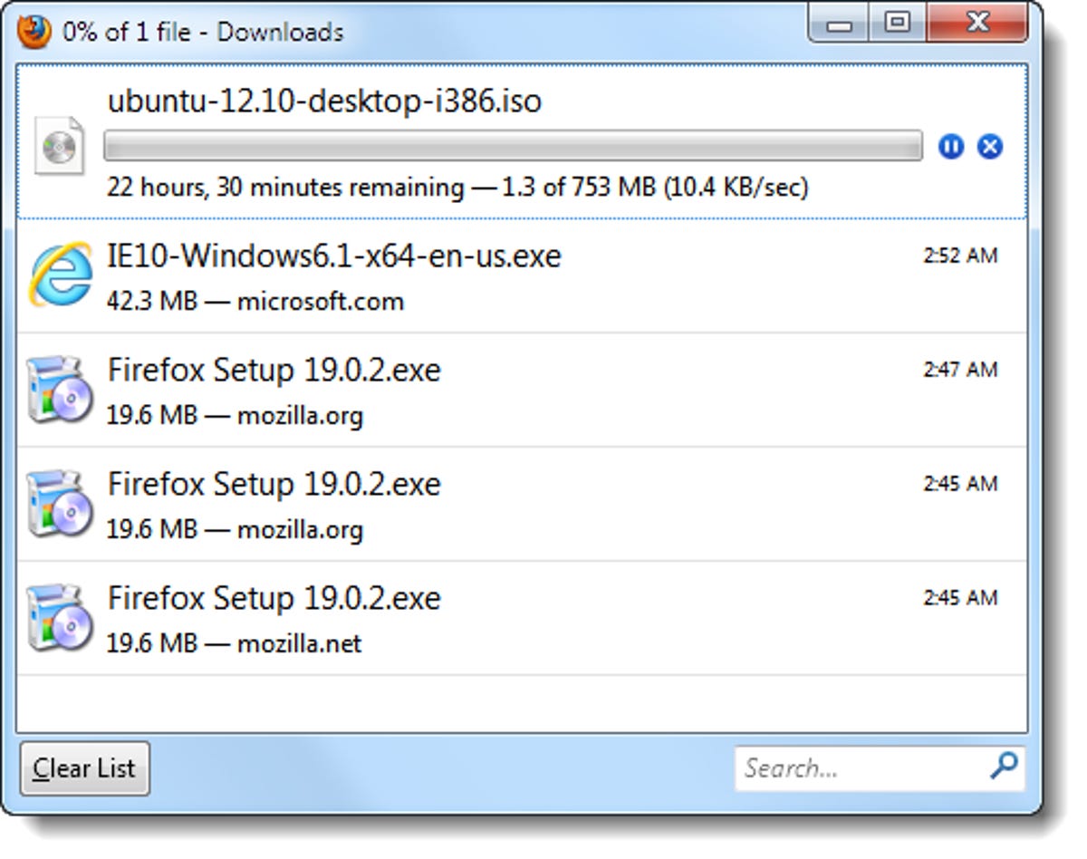 Old Firefox download manager