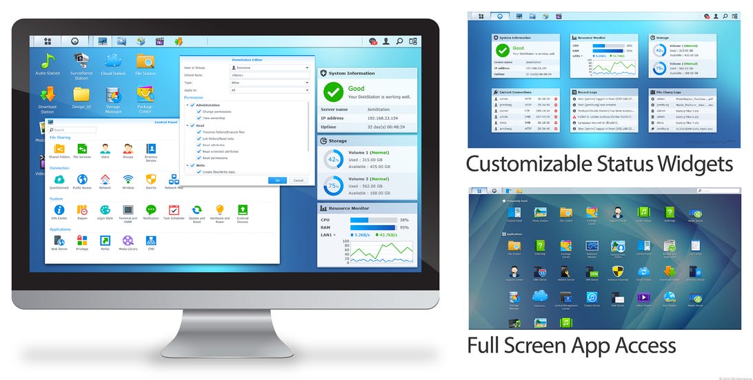 Version 5.0 of the DiskStation Manager operating system with a new, streamlined interface.