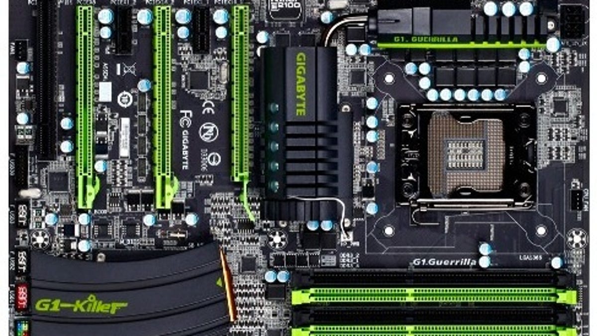 A Gigabyte motherboard with an empty socket.