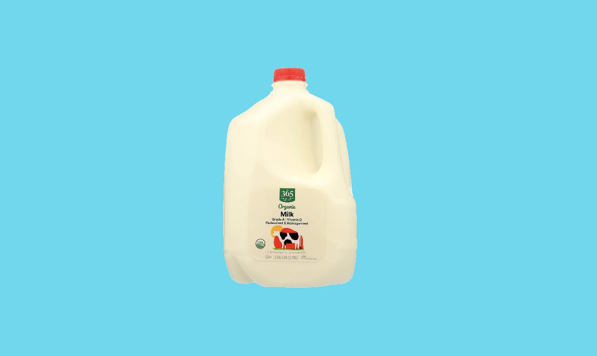 A gallon of organic milk from Whole Foods