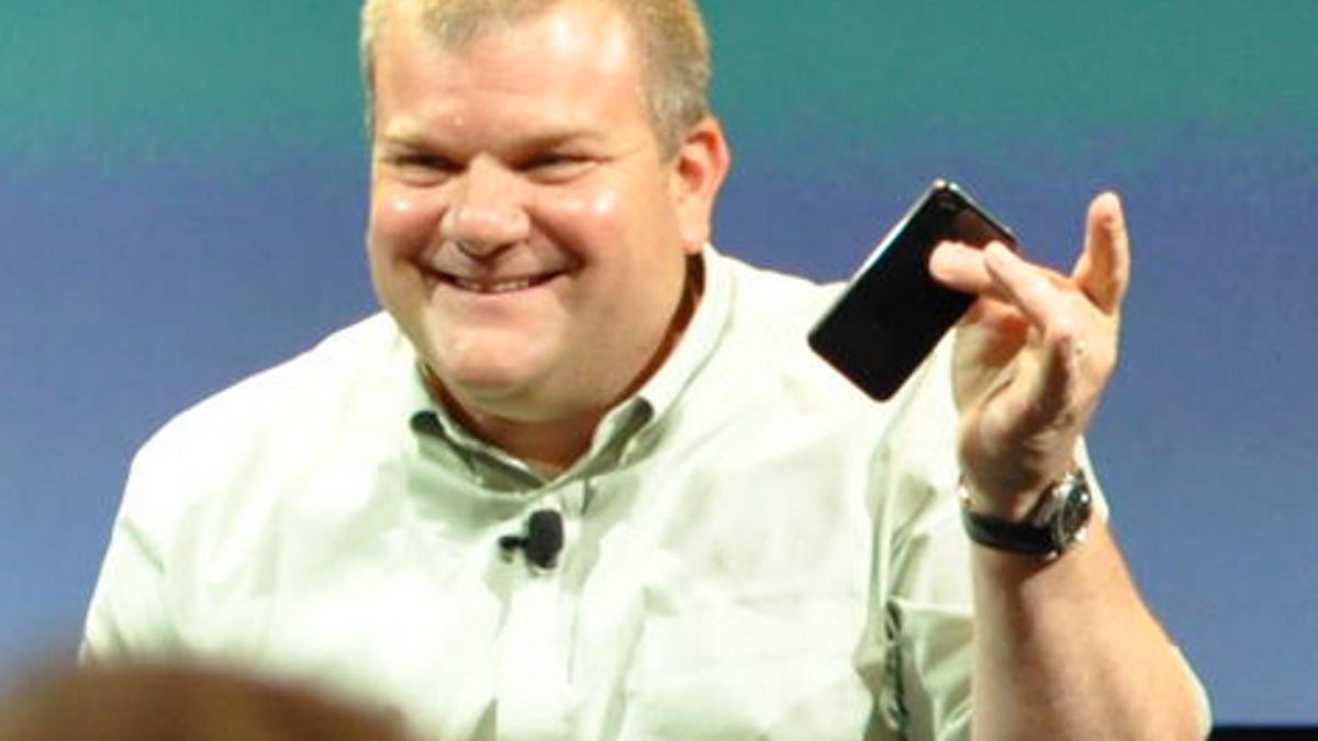 Apple&apos;s Bob Mansfield at a 2010 press conference.