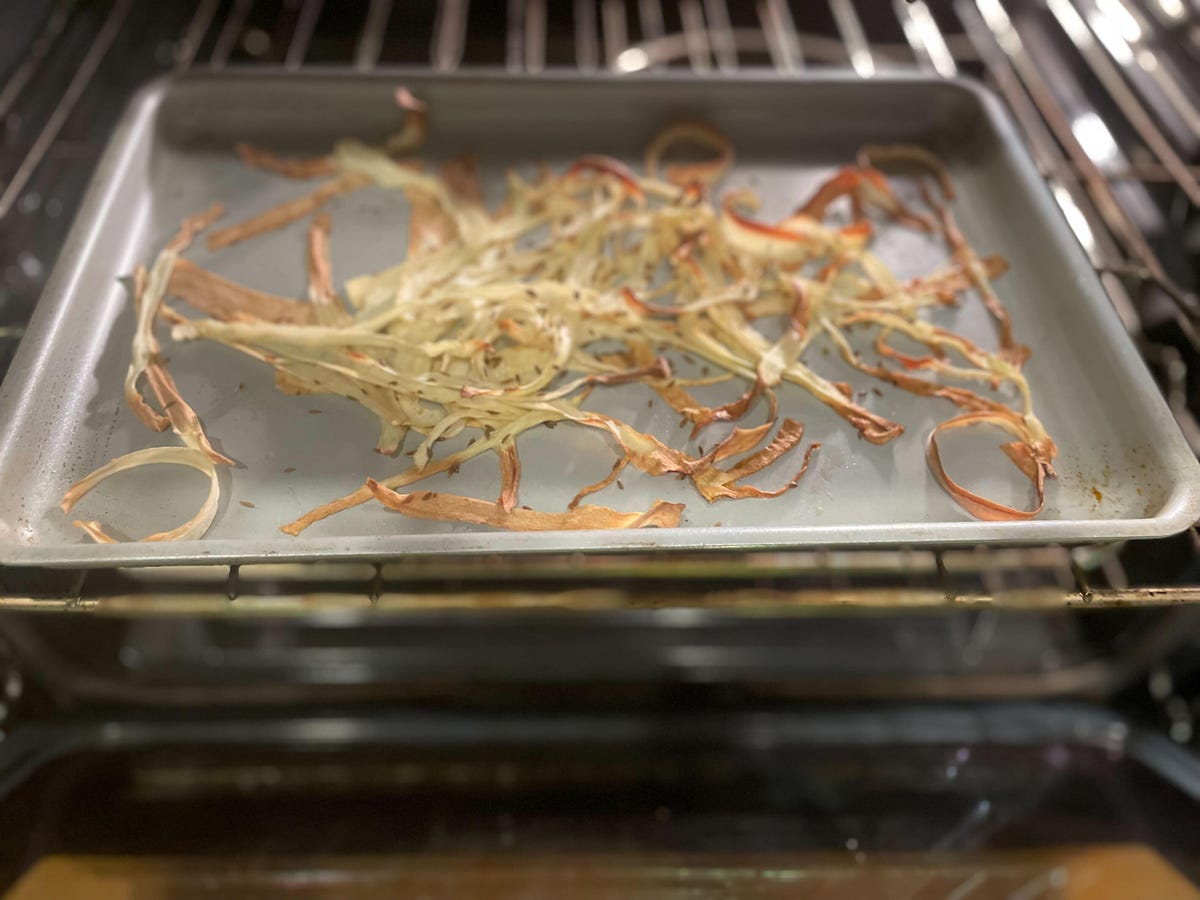 roasted parsnips on baking tray