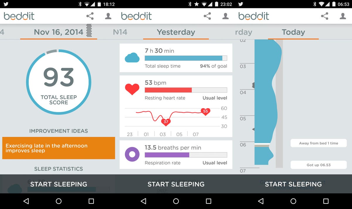 Beddit's iOS or Android app gives an easy-to-grasp view of your sleep quality.