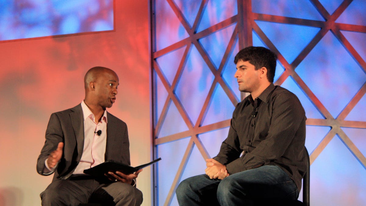 Omar Hamoui (right), CEO of Google's AdMob, tells new CNBC reporter Jon Fortt at MobileBeat 2010 that Apple has not yet enforced new iPhone rules that could have shut his ad network out of the iPhone.