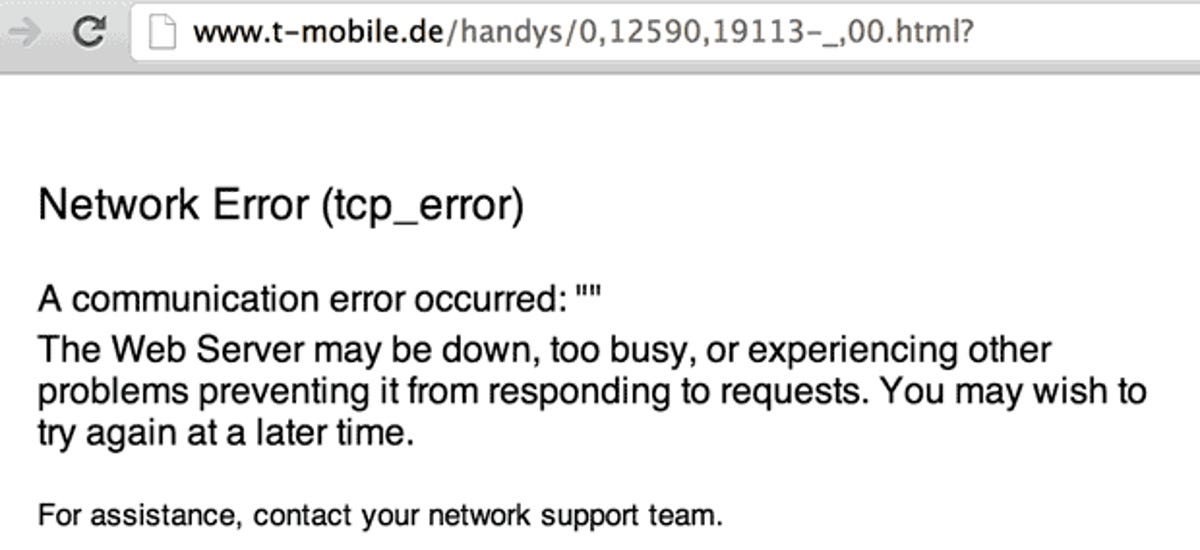 T-Mobile's site in Germany faltered under the crush of iPhone 5 orders.