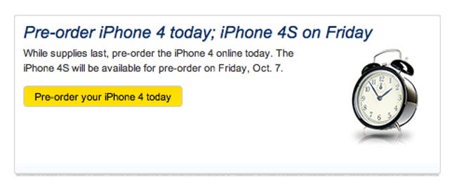 Sprint's iPhone 4 order page.