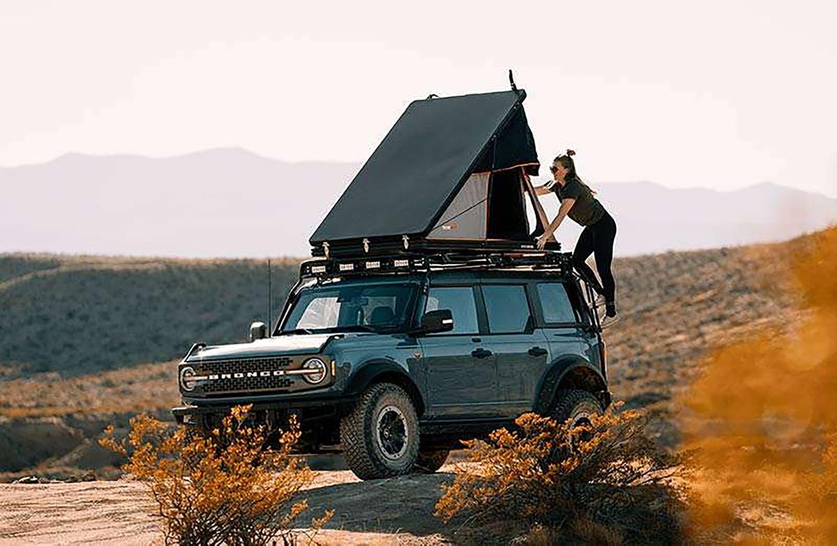 Roofnest Falcon 2 rooftop tent installed on a Ford Bronco SUV