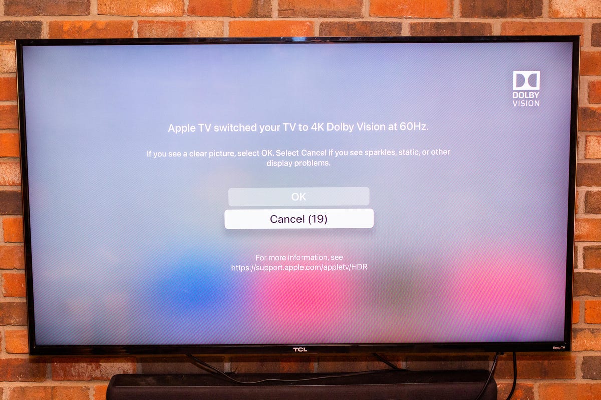 Close-up on Apple TV's calibration feature using iPhone CNET