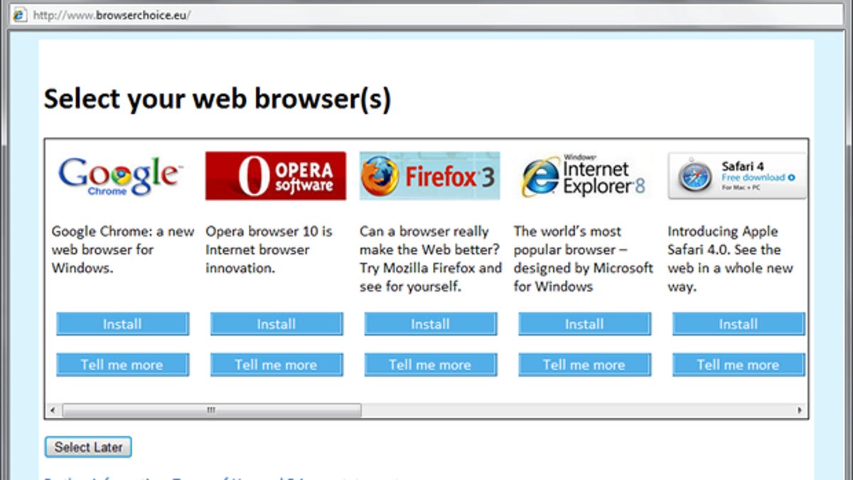 Microsoft's Browser Choice Screen