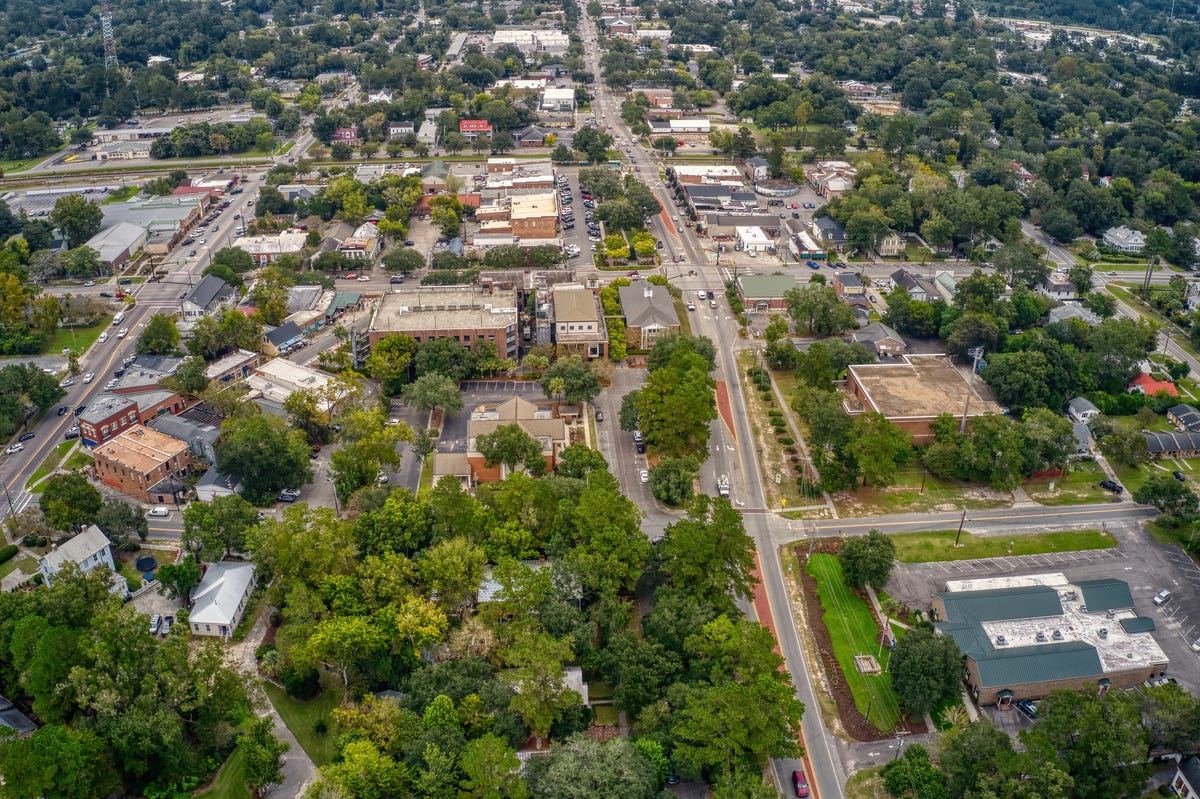 Aerial view of Summerville, South Carolina during the day.