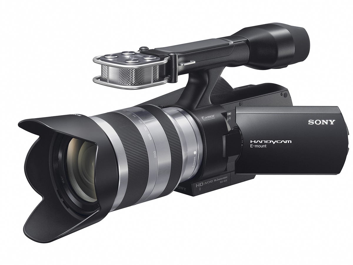 Sony Handycam NEX-VG10, shown here with the 18-200mm kit lens.