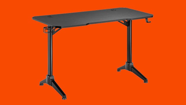 Black desk with steel legs