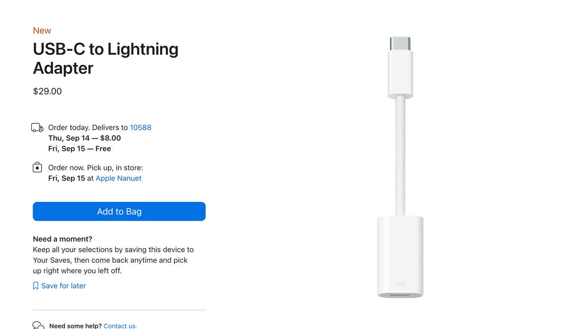Apple's $29 Lightning to USB-C Adapter Shows Why You Should Shop Around -  CNET