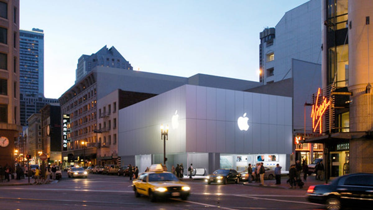 Apple's flagship retail store in San Francisco, one of more than 400 stores in the world.