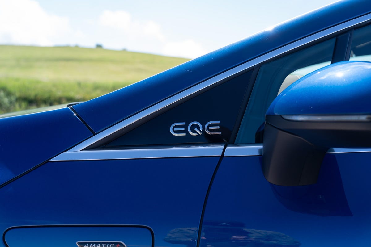 Blue Mercedes-AMG EQE 53 sedan