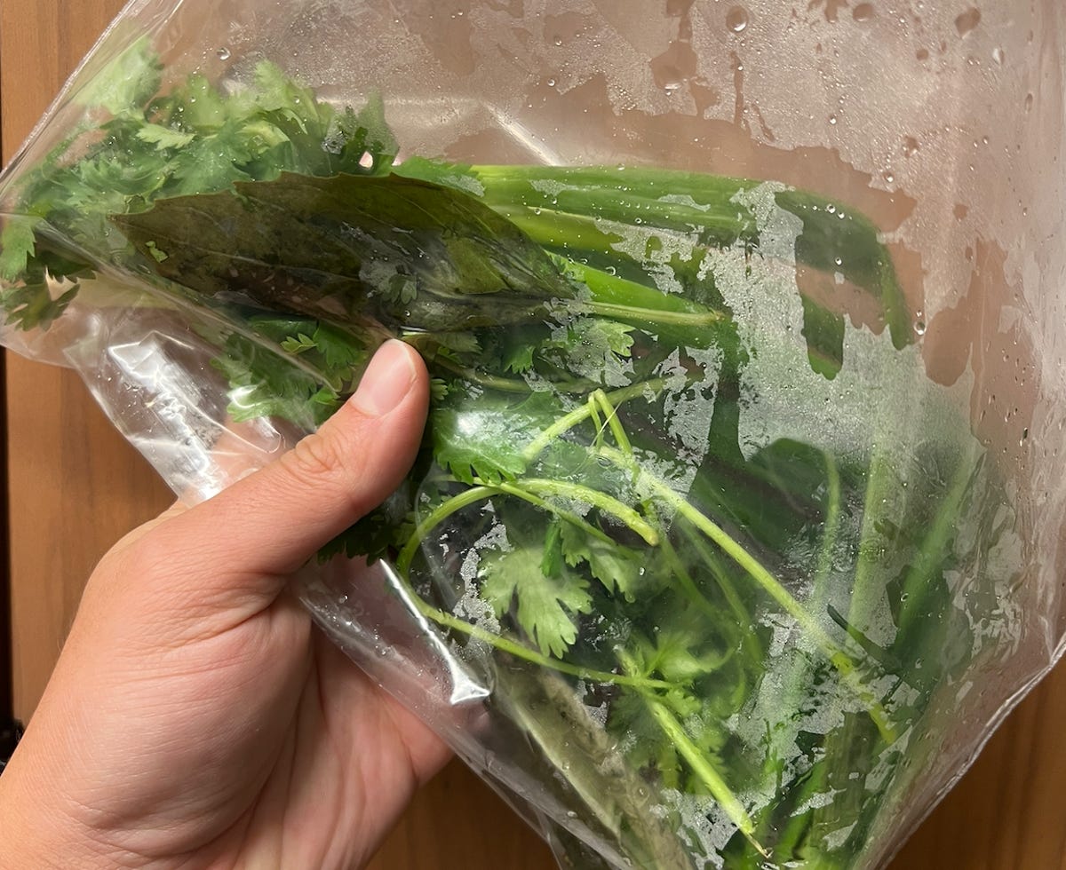 herbs in plastic bag