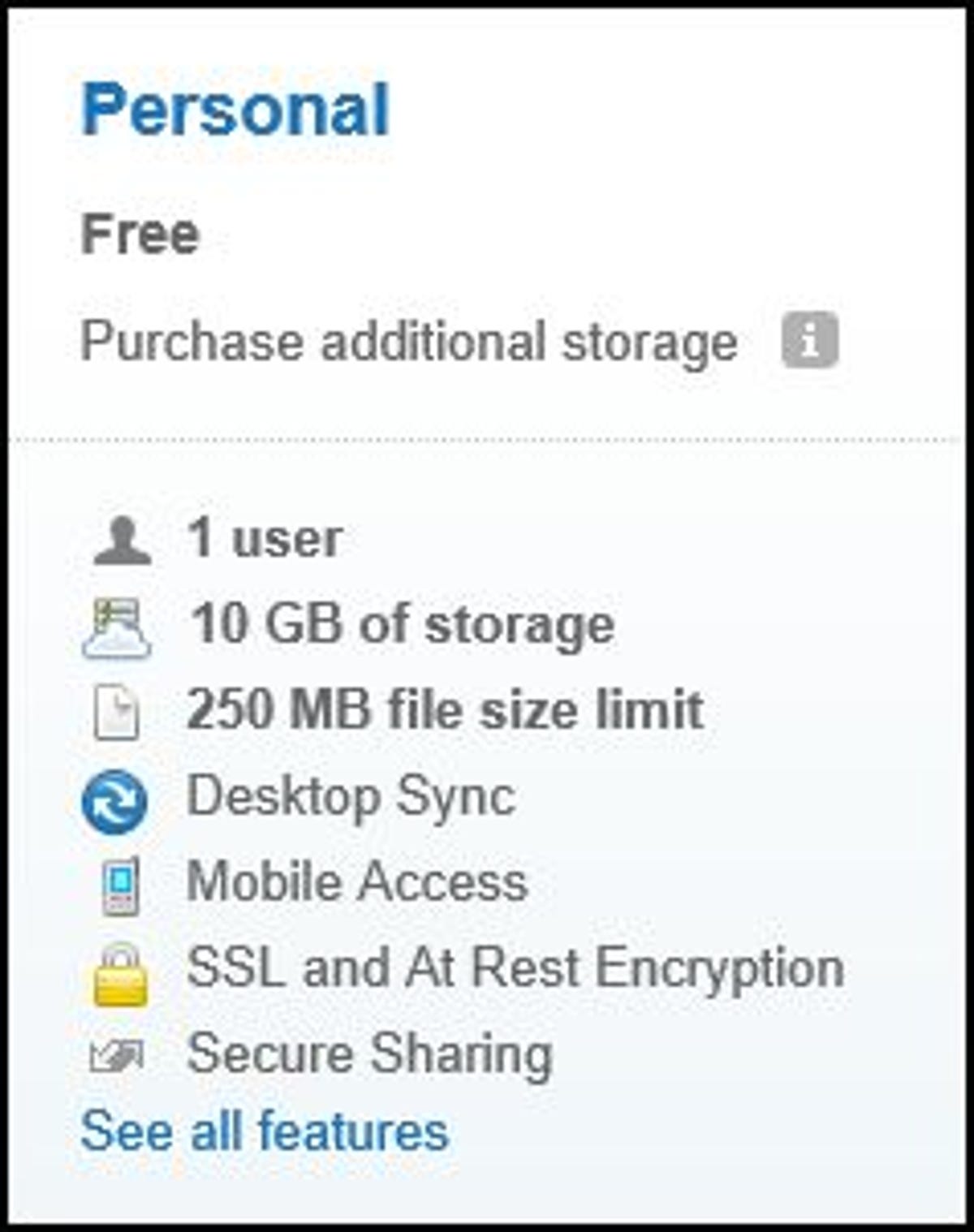 A free Box account starts you with 10GB. Installing the iOS app bumps you to 50GB.