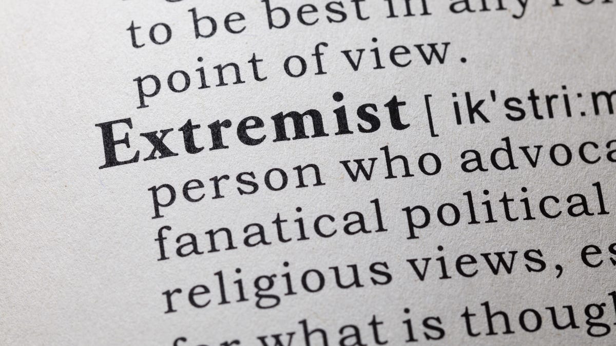 the word extremist in a dictionary