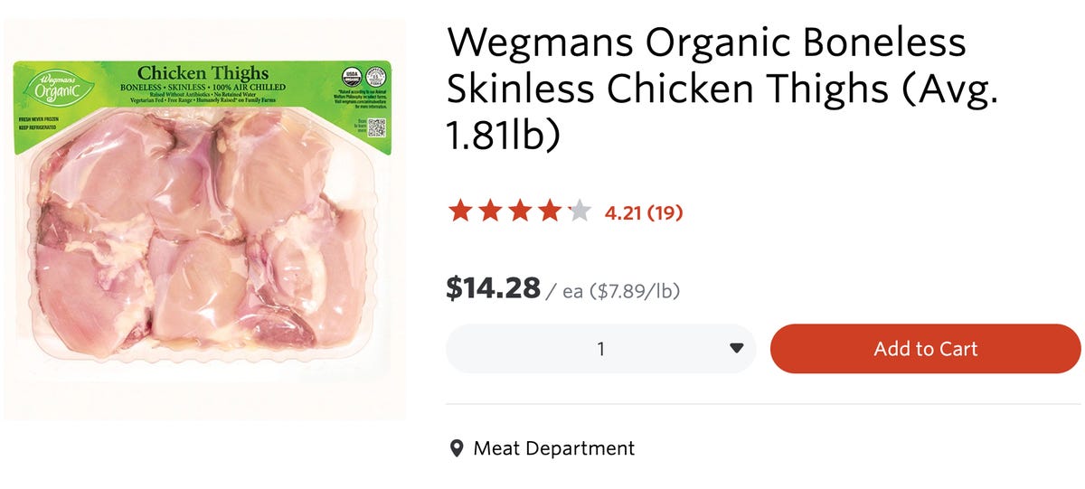 organic chicken thighs from wegman's website