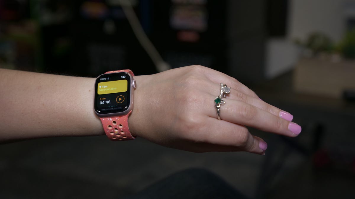 An Apple Watch Series 9 on someone's wrist