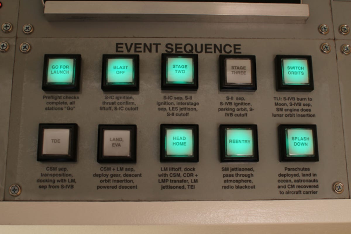 The Mission Control Desk's Event Sequence panel controls sound files from NASA representing the major events throughout the mission.