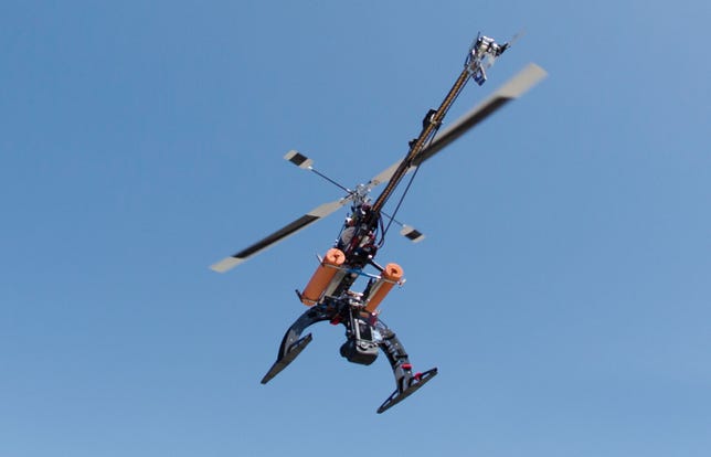 A helicopter-like photography drone used by SkyPan International.