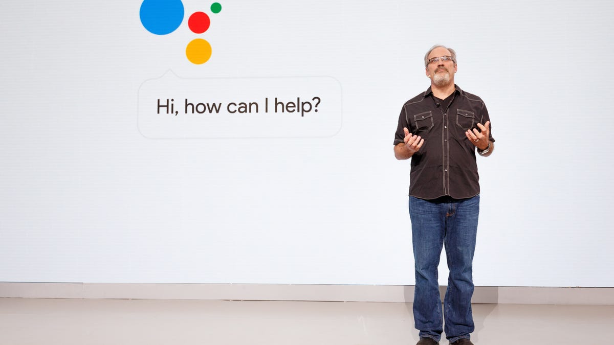 Scott Huffman, leader of Google Assistant engineering, talks about the AI technology at the Google Pixel launch event.