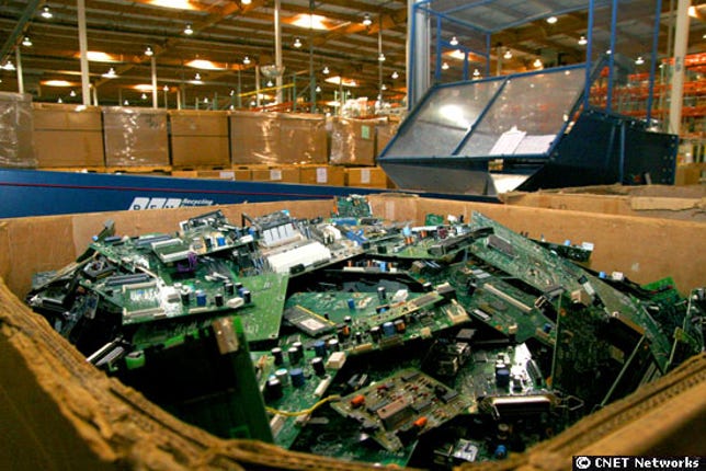 Motherboards at HP recycling center