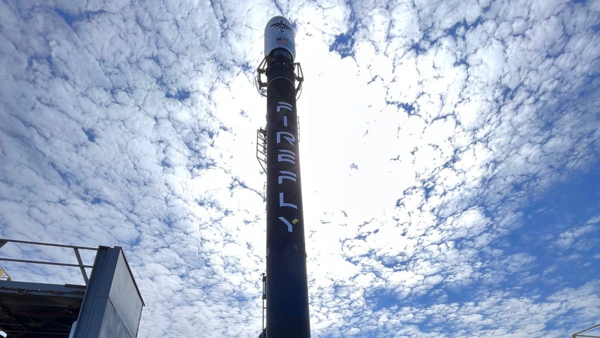 Firefly Alpha rocket on the launchpad