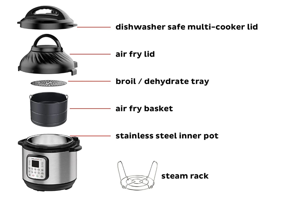 diagram of original instant pot duo crisp and parts