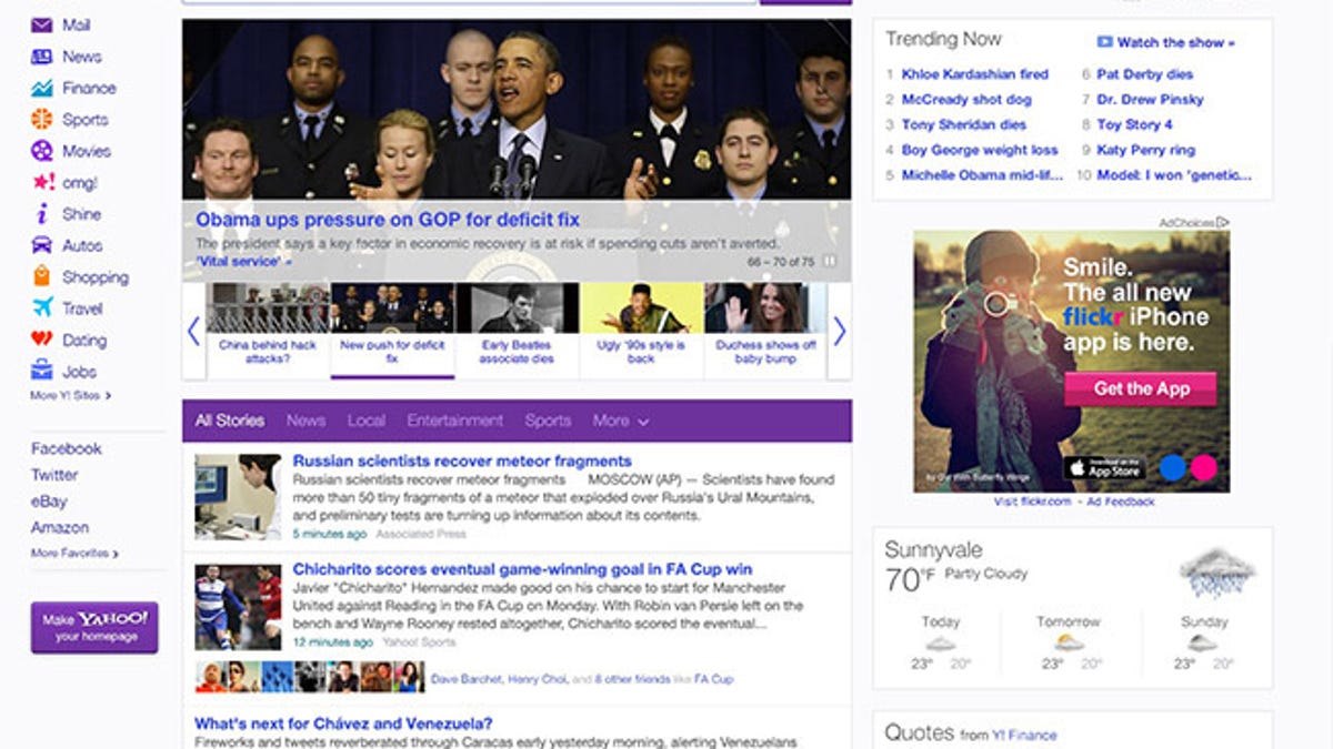 A look at the new Yahoo home page.