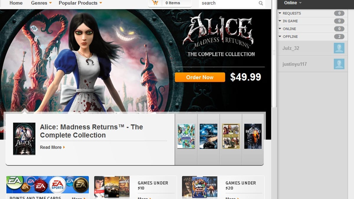 While not an Origin-exclusive, EA's Alice: The Madness Returns is no longer available for purchase through Steam.