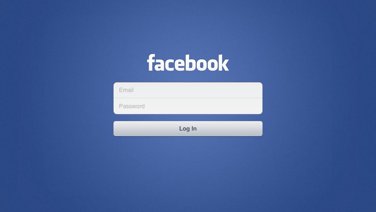 Facebook for iPad log in screen