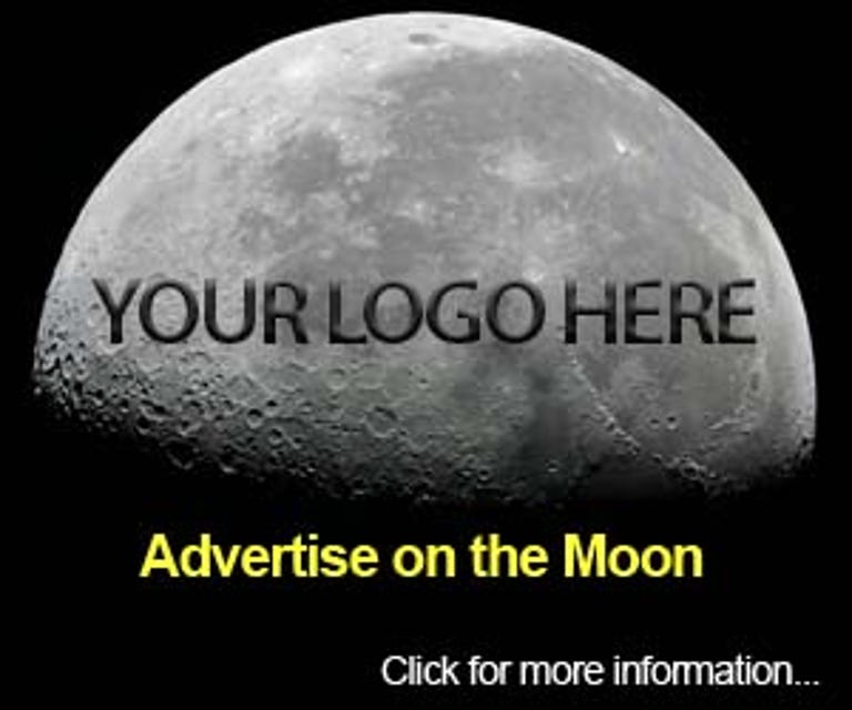 An ad by Moon Publicity selling ad space on the moon.