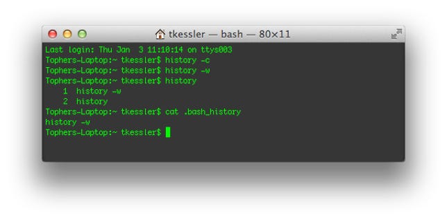 Clearing the Terminal history