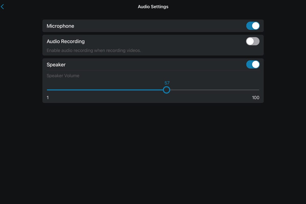 The Eufy S350's audio settings in app.