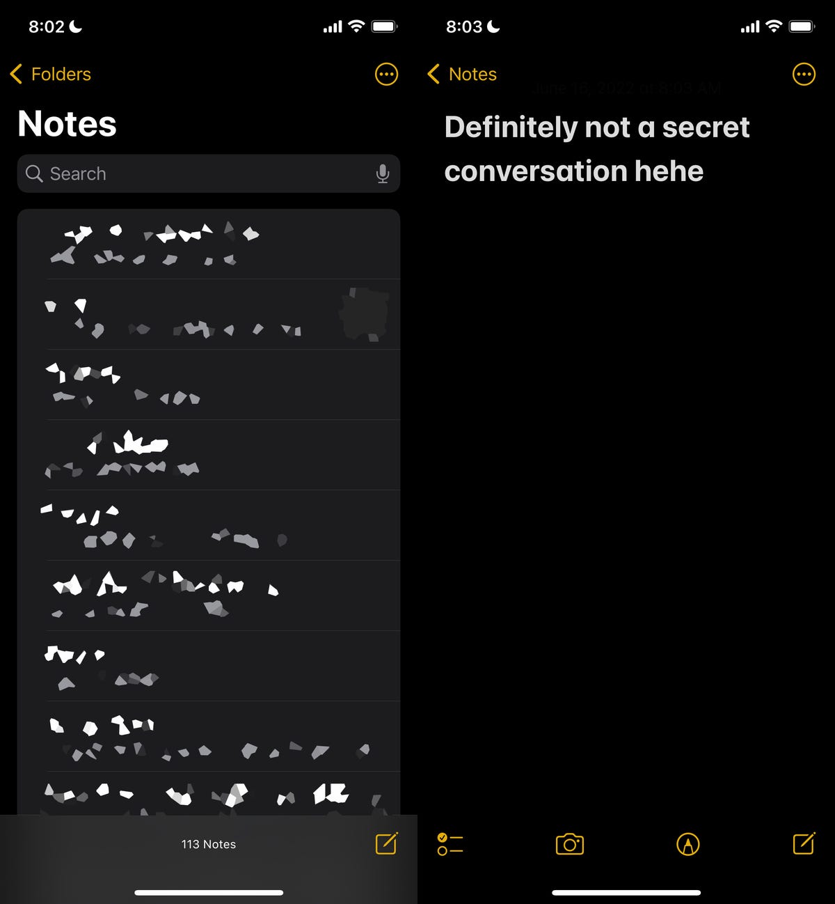 Notes App on iPhone